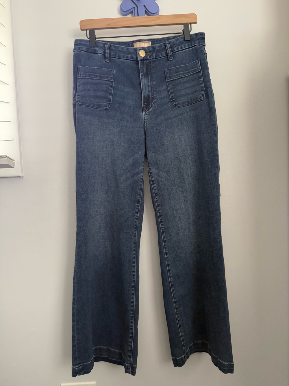 Kut From The Kloth 8 Meg Wide Leg Jeans Medium Dark Wash Patch Pocket Relaxed